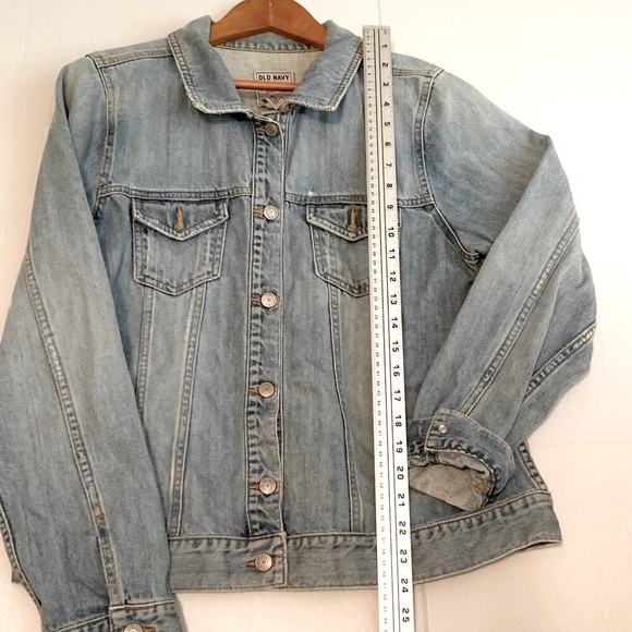 OLD NAVY Boys Lightly Distressed Denim Jean Jacket Trucker Long Sleeve XL Unisex - Picture 6 of 10